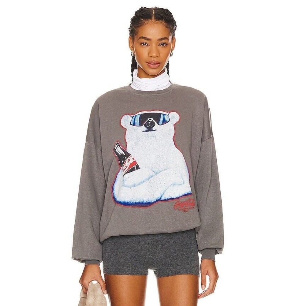 The Laundry Room Coca-Cola Bear Oversized Sweatshirt Jumper Size L Gray NWT